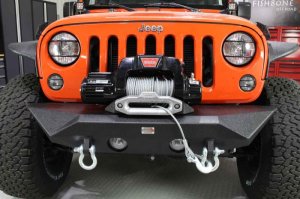 Jeep Wrangler Unlimited JKU Front Bumper - Fishbone Offroad - Manowar - Black Textured Powdercoat - `07-`18
